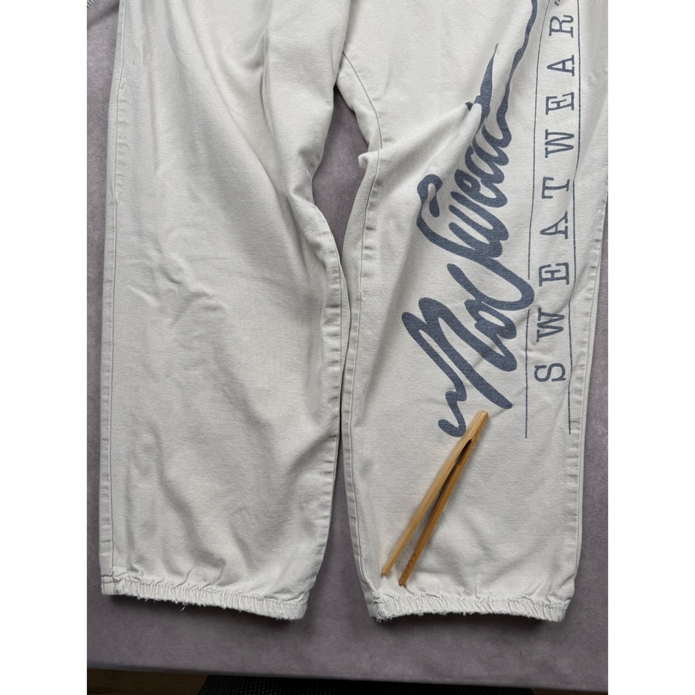 VTG 90s No Sweat Sweatwear Sugar Sack Cotton Pants Cream Mens One Size USA - Picture 12 of 16
